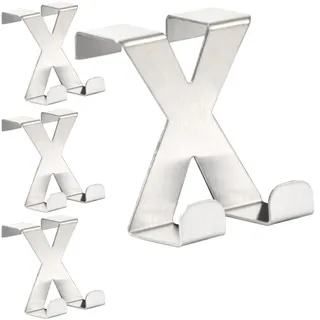 RICOO 4 x Türhaken zum Einhängen Edelstahl Haken Badezimmer MH031Sx4 Garderobenhaken Kleiderhaken Tür Garderobe Bademantel- & Handtuchhaken ohne Bohren Türgarderobe Türhänger Metallhaken Jackenhaken