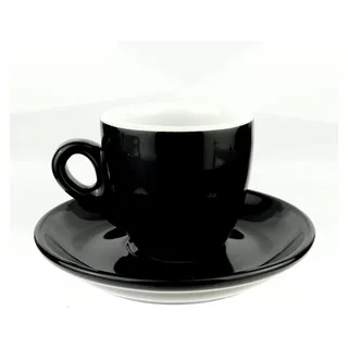 Espressotassen mit extra dicker Wand | 0,8 cm Wandstärke | Farbe: schwarz | 6 Tassen und 6 Untertassen