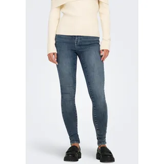 Skinny-fit-Jeans ONLY "ONLPOWER MID PUSH UP SK DNM TAI886", Damen, Gr. L (40), Länge 30, blau (special blau grau denim), Denim/Jeans, Obermaterial: 92% Baumwolle, 6% Polyester, 2% Elasthan, unifarben, skinny fit knöchellang, Jeans Skinny-fit-Jeans