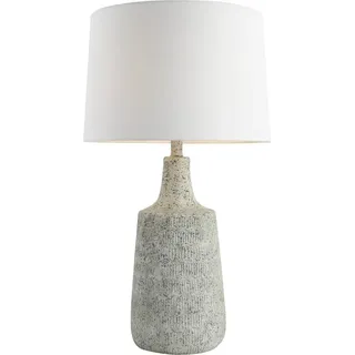 HOME DELUXE Große Tischlampe in Steinoptik CARO - Weiß | Tischleuchte Schreibtischlampe Leselampe - Grau