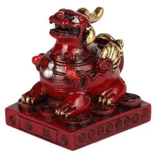 Lachineuse – Pi Xiu-Figur – Feng Shui-Löwe-Drache-Statuette – 6 x 6 x 7 cm – Symbol für Schutz und Reichtum – Traditionelle chinesische asiatische Dekoration – für Büro, Zuhause – Farbe: Rot