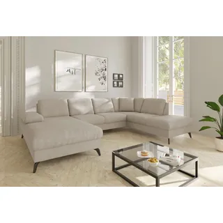sit&more Wohnlandschaft »Morris Jubi U-Form, B: 300 cm« mit Armteilfunktion & 1 Zierkissen, optional Bettfunktion, beige