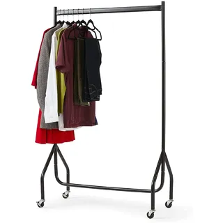 Direct Online Houseware Robuste Kleiderstange mit Rollen – 90cm × 150cm Metall Kleiderständer (bis 100 kg) – Mobil & Schwerlast Kleiderwagen für Garderobe, Schlafzimmer, Flur – Schwarz