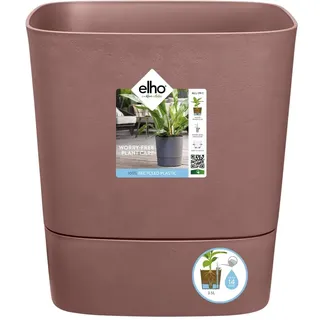 elho Greensense Aqua Care Quadrat 38 mit Integrierte Wasserspeicher - Blumentopf für Innen & Außen - 100% Recyceltem Plastik - Ø 38.0 x H 38.9 cm - Braun/Lehmbraun