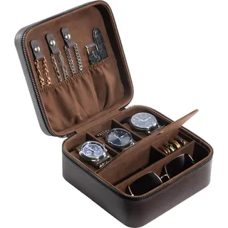ProCase 3 Slot Uhren Reiseetui Reise Uhrenbox Travel Watch Case | PU-Leder Uhrenkoffer, Travel Watch Box Herren Schmuckbox mit getrennten Fächern für vielseitige Aufbewahrung
