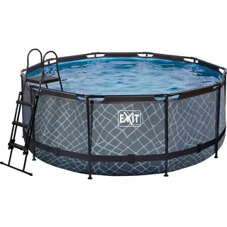 EXIT TOYS Stone Pool 360 x 122 cm inkl. Filterpumpe, Abdeckplane, Poolleiter, Reparaturset