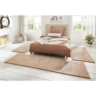 HANSE HOME Bettumrandung HANSE HOME "Wolly 2" Gr. 14, beige (beige, braun), H:12mm, Obermaterial: 100% Polypropylen, Bettumrandungen, Bettvorleger, 3-teiliger Läufer Set, Unifarben, Kurzflor, Bettläufer