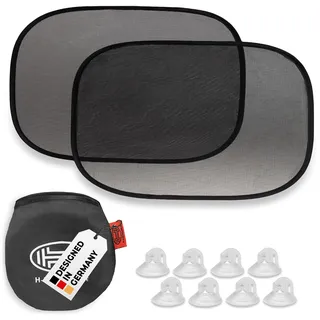 HEYNER® Auto-Sonnenschutz 48x30cm 2er Set mit Saugnäpfen, UV, Auto Pkw LKW | Autofenster, Schutz Scheibe, Babys Kinder Sonnenblende
