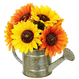 I.GE.A. Kunstblume "Sonnenblumen in Gießkanne" Herbstgesteck Herbstliche Blumen, gelb, orange