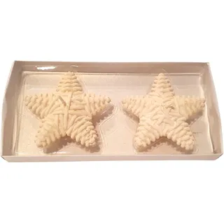 2 Stumpenkerzen Stern weiß Wolloptik Durchmesser 7 cm