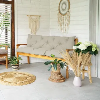 4L Textil Gartenbankauflage Hollywoodschaukel Auflage Bankauflage outdoor Sitzkissen Bank Gartenbank wetterfest (100x60x50 cm Beige) UV-beständig - Beige