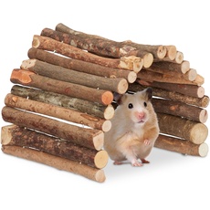 Relaxdays Nagerbrücke Holz, 20x40cm, Käfig Zubehör Kaninchen, Meerschweinchen, Hamster, biegbar, Holzbrücke Nager, Natur