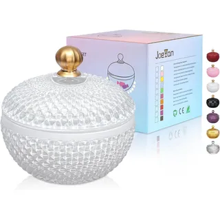 Joeyan Klein Weiß Bonboniere Glas mit Deckel für Kekse Schokolade Hochzeit Partys Buffet, 350ml Dekorative Vorratsgläser für Haus Küche Badezimmer, Farbig Schmuck Vorratsdosen Glas