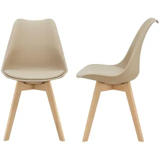 [en.casa] Esszimmerstuhl Fläten Kunstleder beige 2er Set