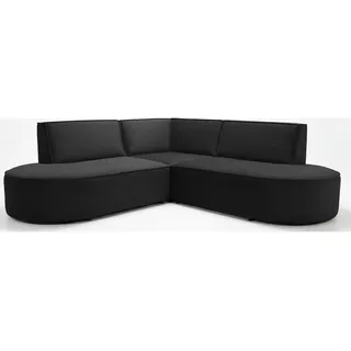 WFL GROUP Ecksofa Nora L-Form 3-Sitzer Universell, Samt, Schwarz 223/73/223 cm