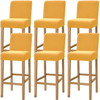 Dimatic Samt Plüsch Stuhl Abdeckung Theke Pub Bar Hocker Stuhl Slipcover für Esszimmer Cafe Barhocker Slipcover Möbelschutz Anti-Rutsch-Bezug mit elastischem Boden, 6er Set, Gold