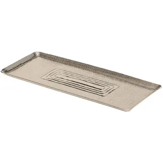 Tablett Dekotablett Dekoschale silber Metall Deko Kerzentablett Kleines Tablett 47 x 19 cm - Silber