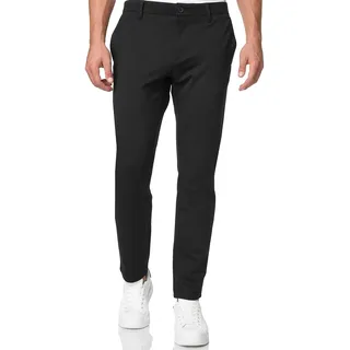 Anzughose INDICODE "INRoedekro", Herren, Gr. 33, Länge 32, schwarz, Web, Obermaterial: 65% Polyester, 35% Baumwolle, unifarben, slim fit knöchellang, Hosen Anzughose, gepflegter Look mit gerade geschnittener Beinform