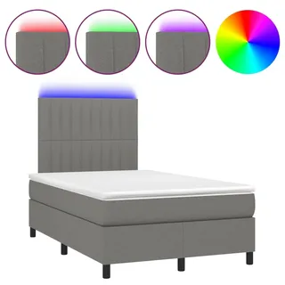 vidaXL Boxspringbett mit Matratze & LED Dunkelgrau 120x200 cm Stoff - Grau
