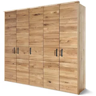 MASSIVMOEBEL24.DE Kleiderschrank 5-türig Wildeiche 242x60x219 natur geölt HALMSTAD #100