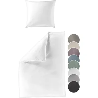 liebling - Satin Bettwäsche, weiß, 1 x Bettbezug 155 x 220 cm + 1 x Kissenbezug 40 x 80 aus 100% seidig weicher Baumwolle - Weiß