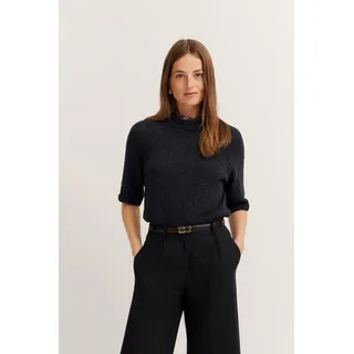 bugatti Rundhalspullover, aus Baumwoll-Leinen-Mischung, schwarz