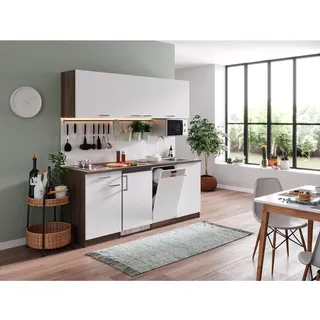Respekta Küchenzeile 195 cm Weiß-Eiche York Nachbildung