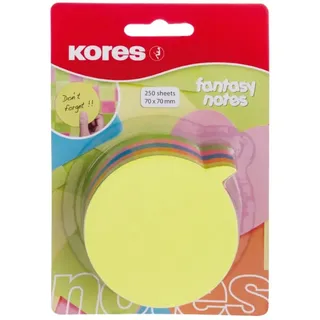 KORES Haftnotizen Fantasy: in Sprechblasenform, Bunter Selbstklebender Memo Notizblock, 70 x 70mm, Packung von 1 x 250 Blättern in 5 sortierten Farben