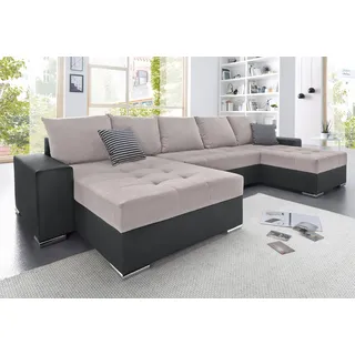 Collection AB Wohnlandschaft Kunstleder 2-Sitzer + 3-Sitzer Schwarz/Grau