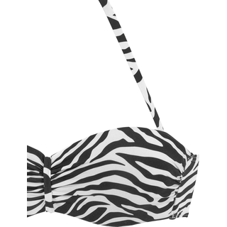 Bügel-Bandeau-Bikini-Top VENICE BEACH "Fjella", Damen, Gr. 34, Cup B, schwarz-weiß (schwarz, weiß), Microfaser, Polyamid, Bikini-Oberteile Bügel-Bandeau-Bikini-Top, in zweifarbiger Animal-Optik