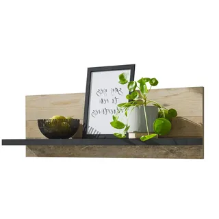 Furn.Design Wandregal Used Wood hell, anthrazit, Küchenregal 90 cm , Naturfarben, Anthrazit , Holzwerkstoff , Nachbildung,Altholz , Holz Optik, Vintage , Rechteckig , 90x30x21 cm , Wohnzimmer, Regale, Wandboards