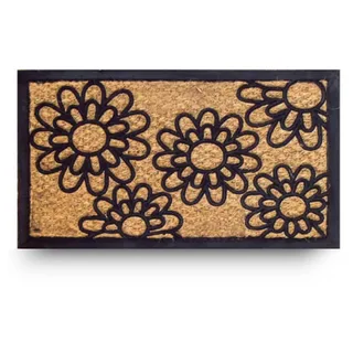 LifeChic Fußmatte Spider mit Kokosfasern, schmutzabweisender Teppich für den Eingang, rechteckig, 40 x 70 cm, Unterseite aus rutschfestem Gummi – Blumendruck, Blumen