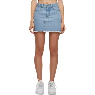 Urban Classics Damen Rock Ladies Heavy Mini Denim Skirt, Jeans Minirock, kurzer Jeansrock mit offenem Saum