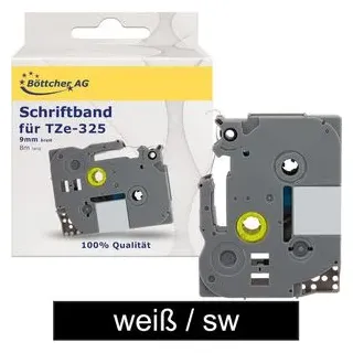 G&G Schriftband BB-B-G-325 Kompatibel ersetzt Brother TZe-325 Bandfarbe: Schwarz Schriftfarbe: Weiß