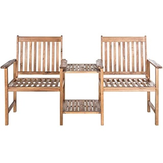 SAFAVIEH Outdoor Wooden 2-Seater Bench, in Natural, 165 X 60 X 90