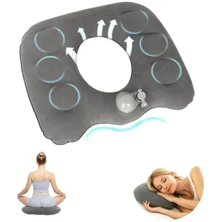 Zyluniy Hämorrhoiden Sitzkissen Aufblasbar, Donut Kissen, Sitzring Steißbein Entlastung, Steißbeinkissen, Orthopädisches Sitzkissen für Bürostuhl Auto Rollstuhl Coccyx Ischias-Rückenschmerzen