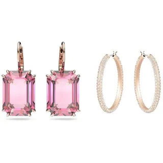 Swarovski Millenia Ohrstecker, Rosé Vergoldete Ohrringe mit Strahlendem Rosafarbenen Swarovski Kristall & Stone Kreolen, Rosa, Roségold-Legierungsschicht