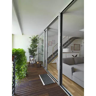 andiamo Exclusive Fußabtreter Türmatte Gummimatte Aluminium Sauberlaufmatte Fußmatte, schwarz, 40 x 60 x 0,8 cm