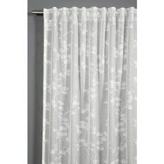 Bild Vorhang, mit Gardinenband, Ausbrenner Baumwollblüte, weiß