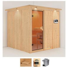 Bild Sauna »Romina«, (Set), 9-kW-Bio-Ofen mit externer Steuerung, beige