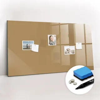 Tulup Magnettafel 120x60 Beige schwarzer Marker , Glas , 120x0.4x60 cm , Bilder & Rahmen, Pinnwände & Magnettafeln