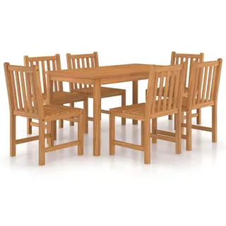 vidaXL 7-teiliges Garten-Ess-Set 140 x 80 cm Massivholz Teak - Braun