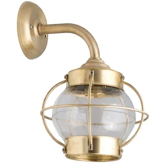 Wetterfeste Wandleuchte PATRAS Messing Glas maritime Außenleuchte Haustür Hof