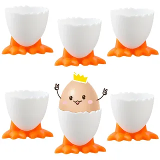 6 Stück Eierhalter und Eierständer, Lustiges Kinder Eierbecher Set - für Frühstücks Egg Cup, Rohes und Gekochtes Eier Brunch