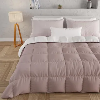 PETTI Artigiani Italiani – Warme Winterbettdecke 220x260 cm, Zweifarbig Rosa/Weiß, Wendedecke aus Mikrofaser 300 g/m2, Für Einzelbett, Kuschelige Steppdecke, Made in Italy