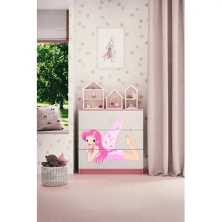 Kinderkommode mit Schubladen Elfe mit Flügeln in der Farbe Rosa Babydreams - Rosa