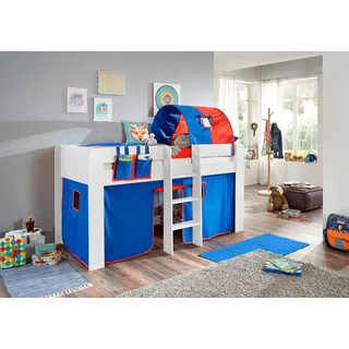 RELITA Hochbett Andi 90 x 200 cm Buche massiv blau-rot