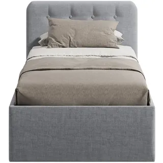 Home Collective Polsterbett mit verstellbarem Lattenrost & Bettkasten, 100 x 200 cm in Grau , Holzwerkstoff , Schichtholz , 100x200 cm , Schlafzimmer, Betten, Polsterbetten