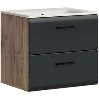 xonox.home Waschtisch Ice inkl. Waschbecken 0 x 0 x 0 cm Nox Oak/Schwarz