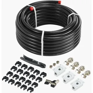 Vevor Luftkompressor-Leitungssatz, 30,48 m x 19,05 mm Druckluftschlauch, HDPE-Aluminium-Druckluftrohrsystem, auslaufsicher, Druckluftleitungs-Schlauchsatz für Garagen und Werkstätten, schwarz